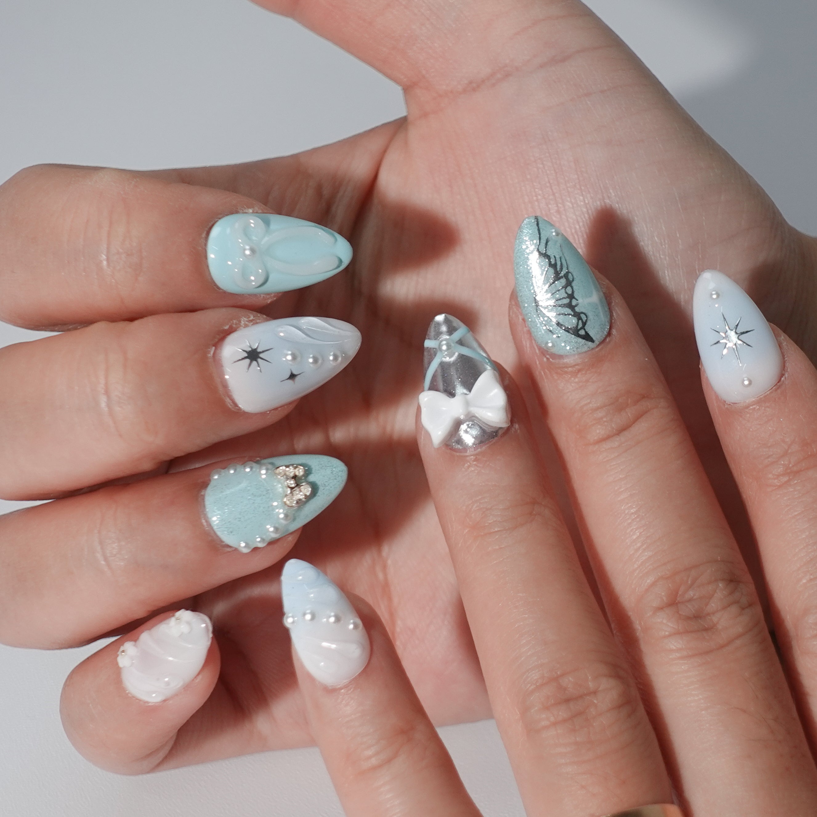 Frosted Butterfly Dream | Short Almond
